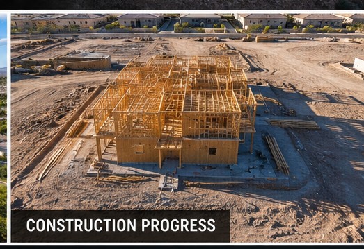 Aerial drone construction progress photo