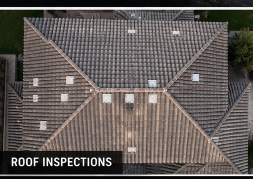 Aerial drone roof inspection photo